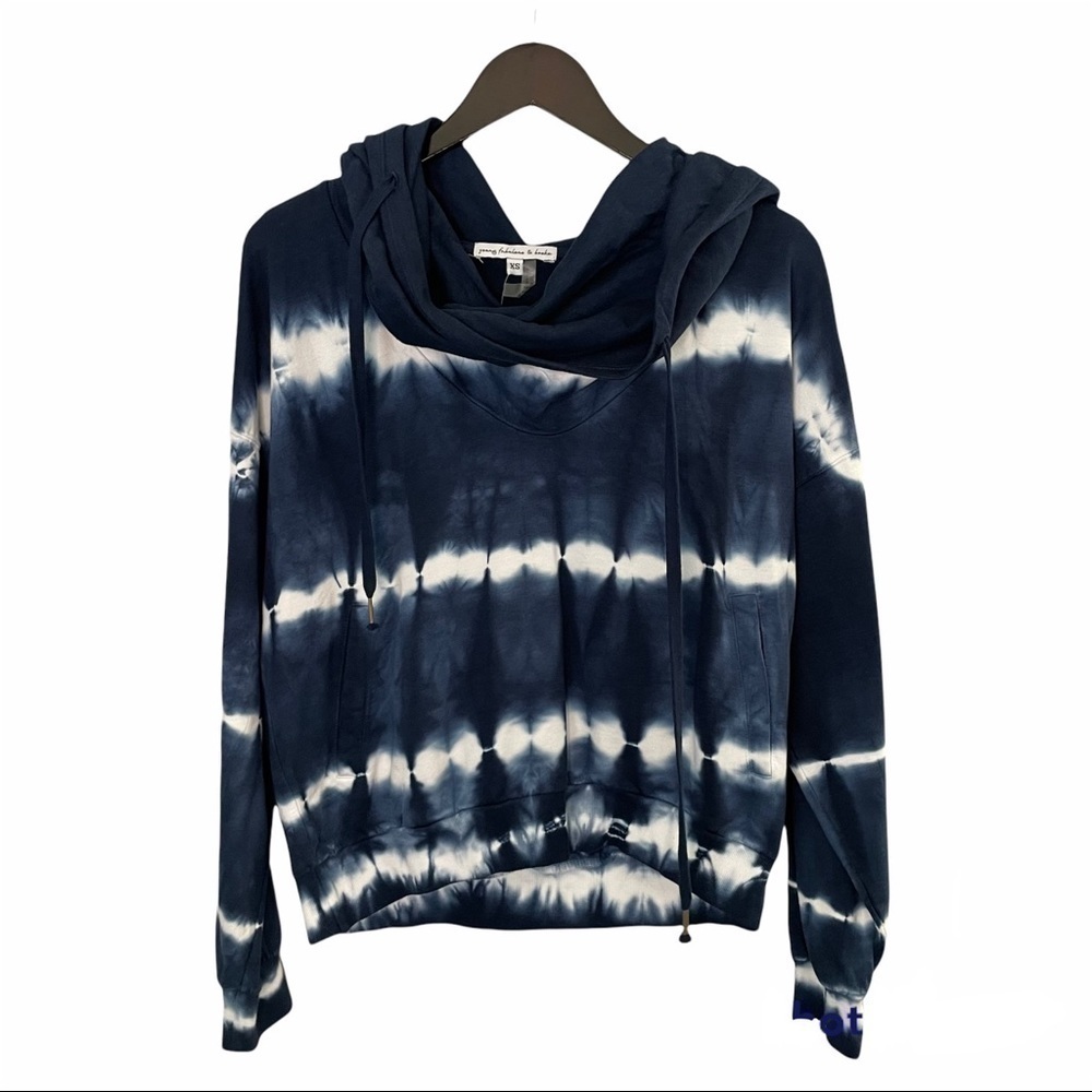 NWT YOUNG FABULOUS & BROKE Piper Hoodie Tie Die Blue XS